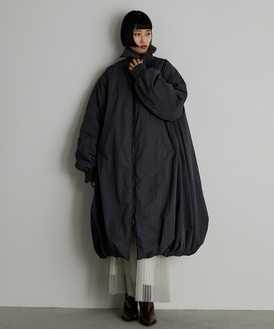 中綿バルーンリブコート