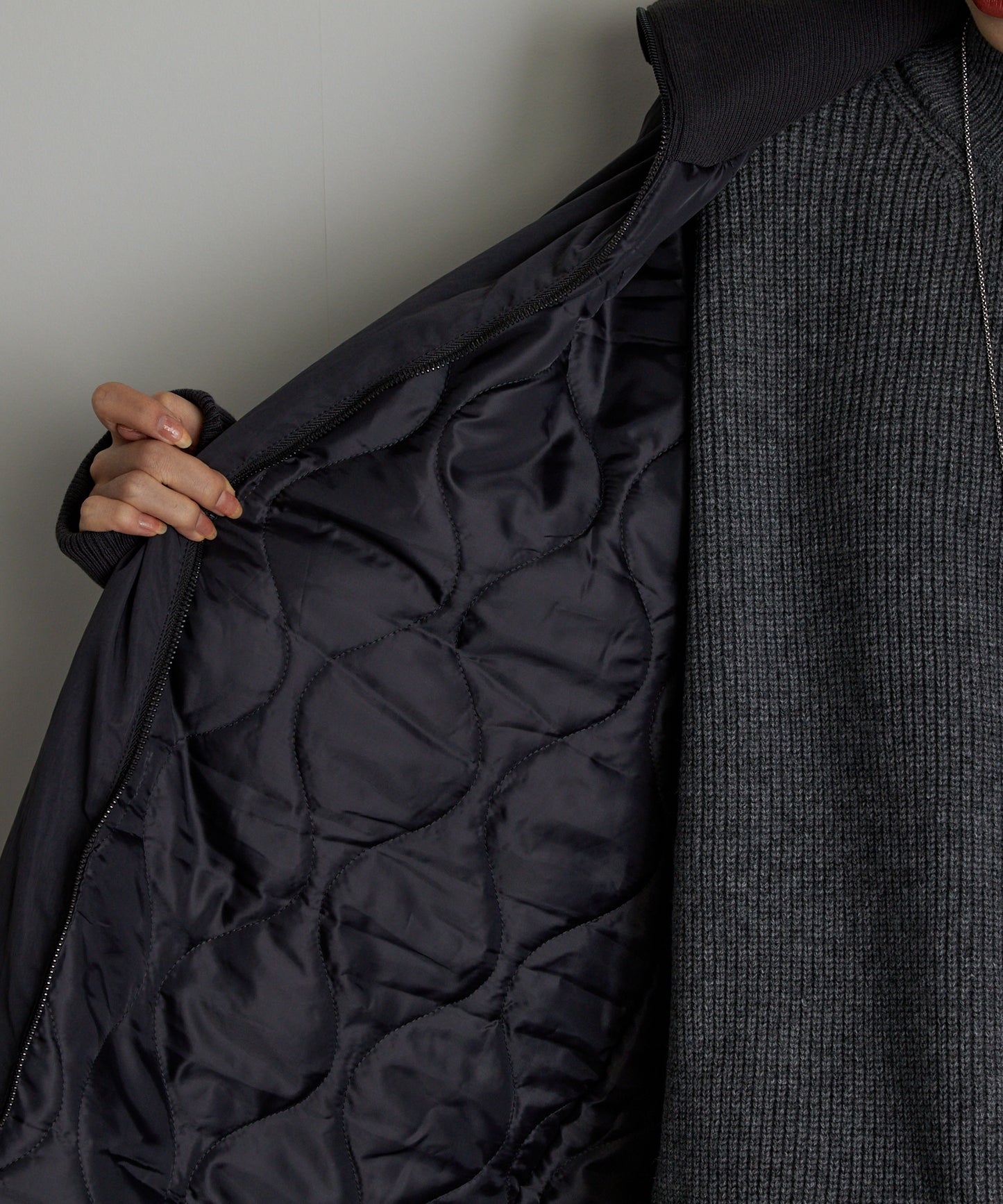 中綿バルーンリブコート