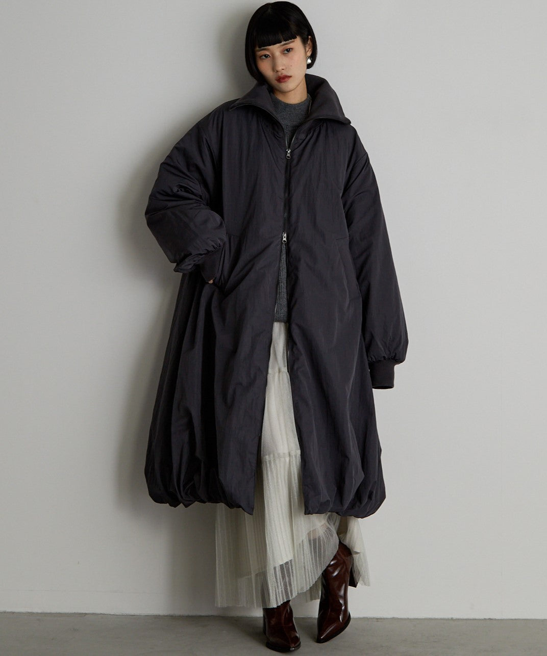 中綿バルーンリブコート