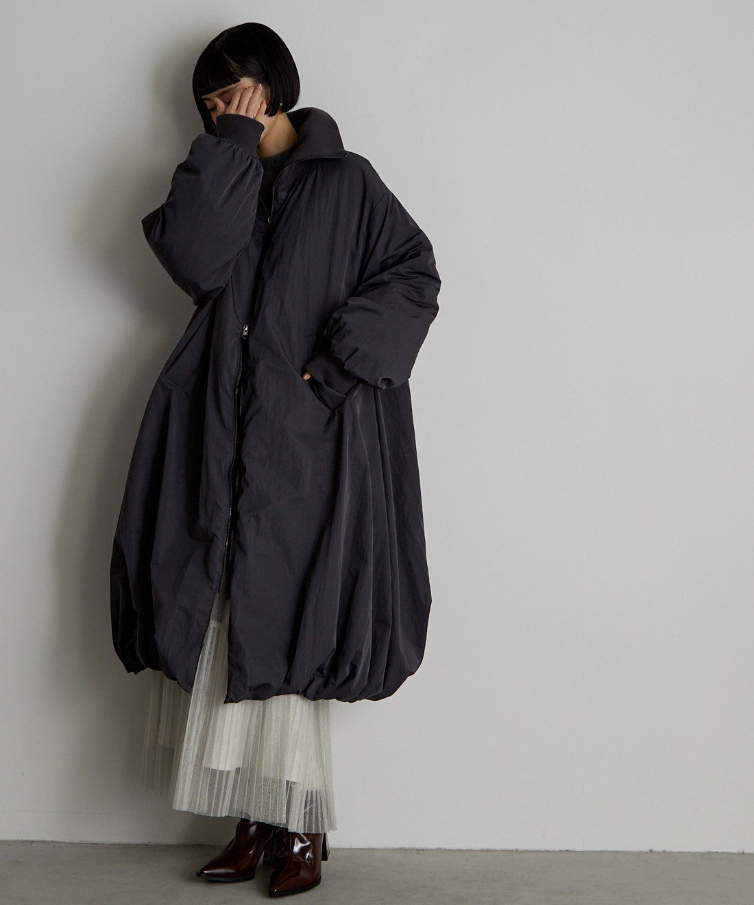 中綿バルーンリブコート