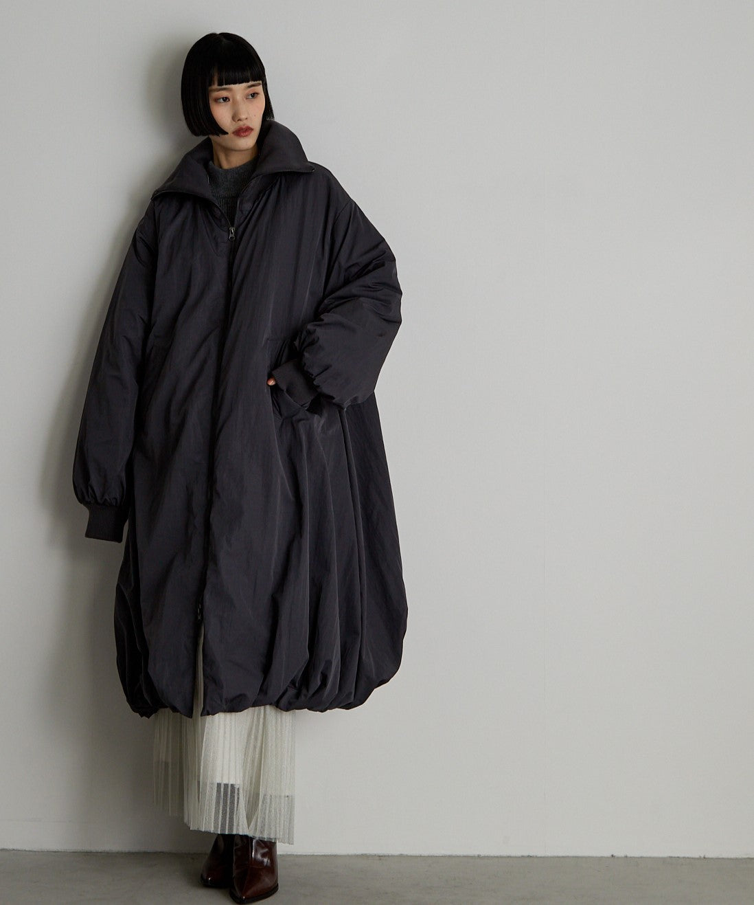 中綿バルーンリブコート