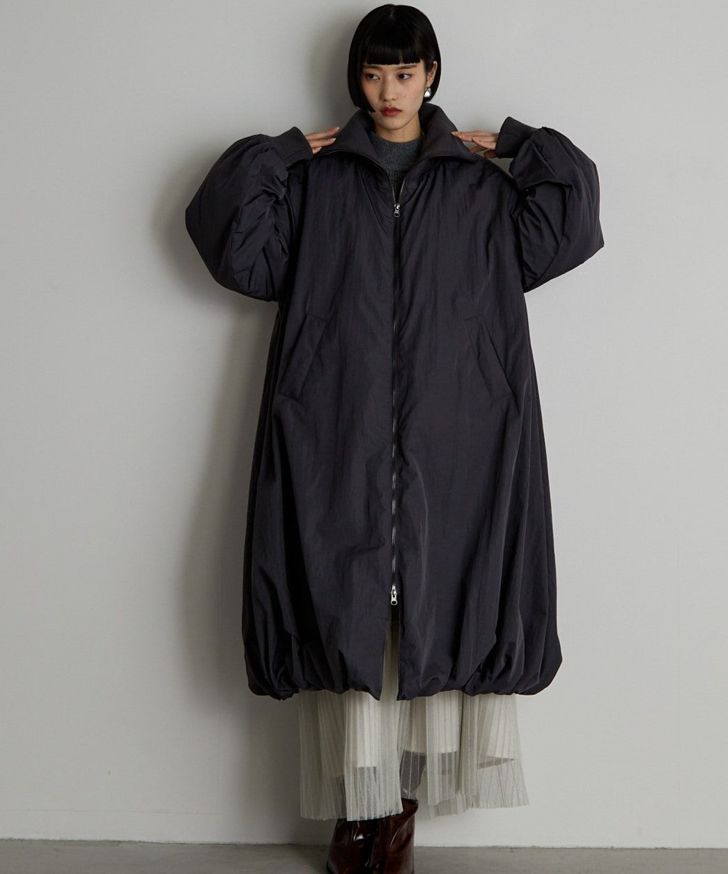 中綿バルーンリブコート
