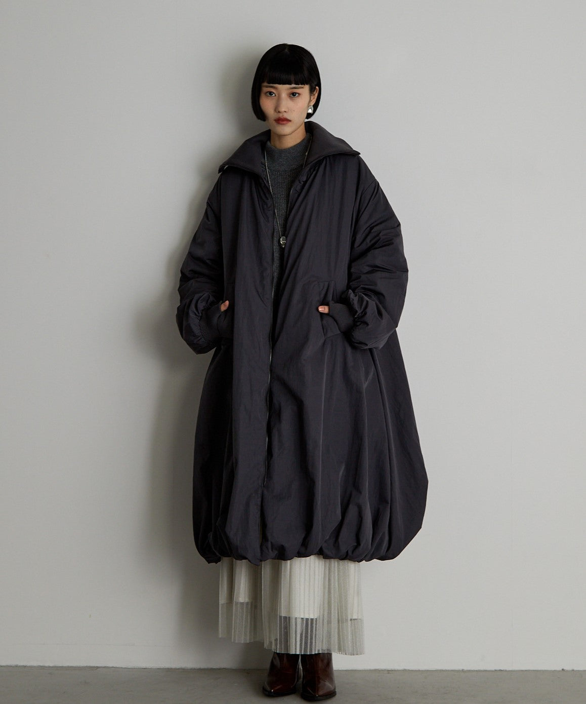 中綿バルーンリブコート