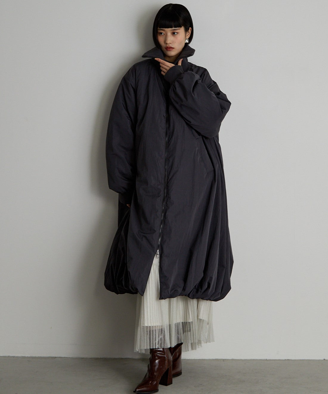 中綿バルーンリブコート