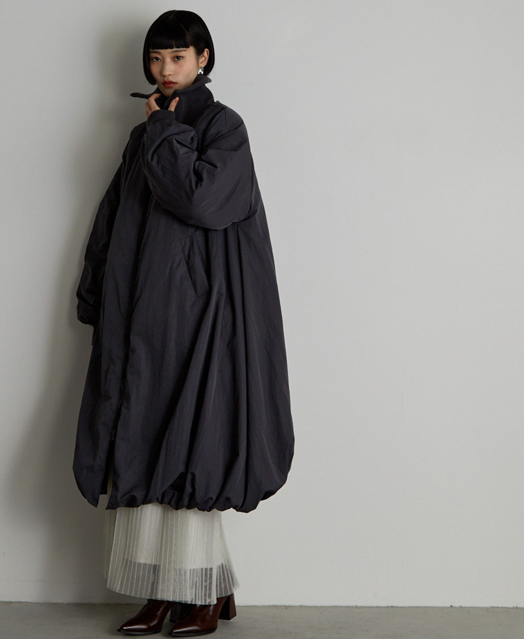 中綿バルーンリブコート