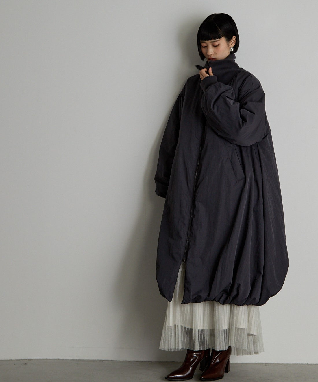中綿バルーンリブコート