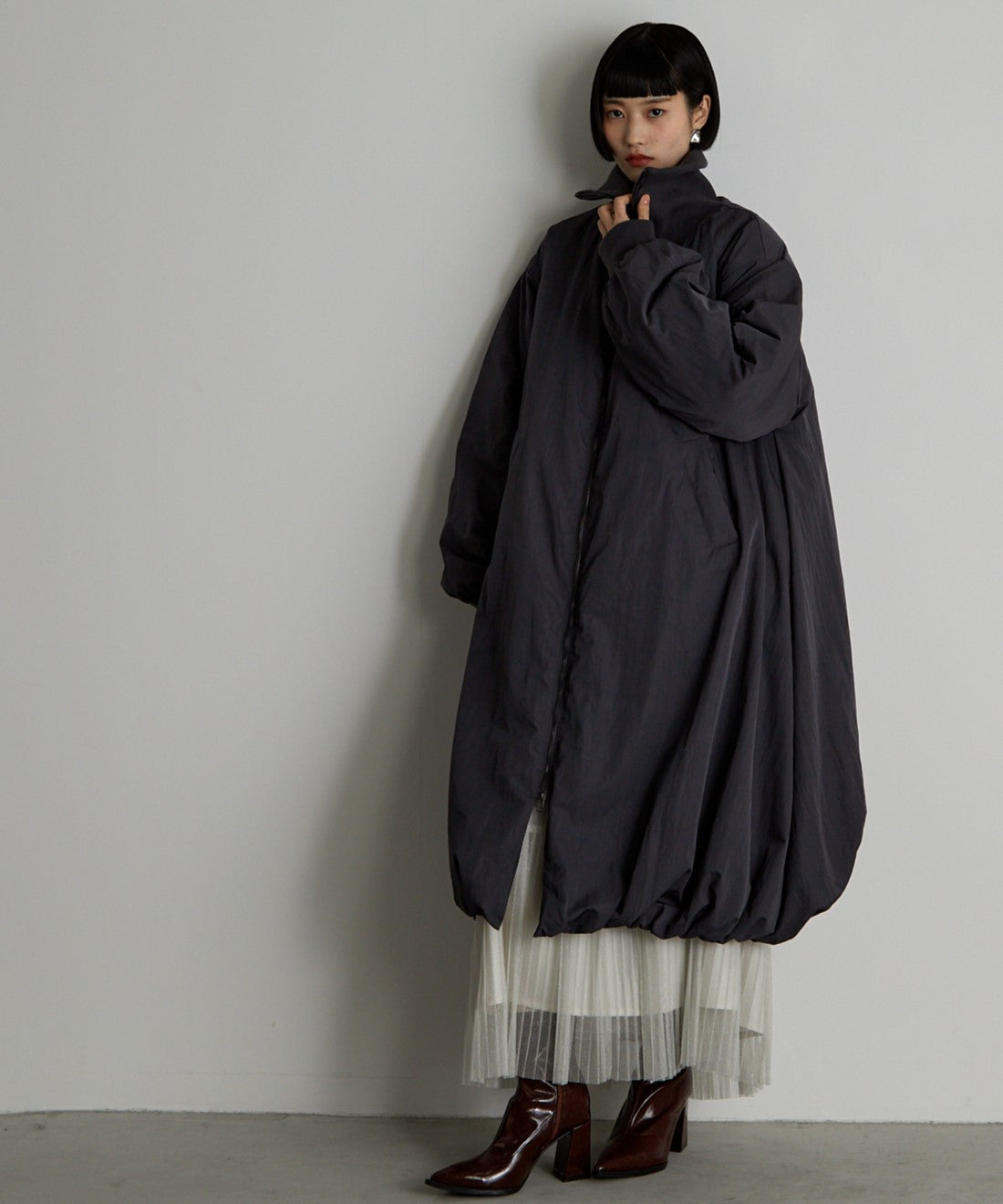 中綿バルーンリブコート