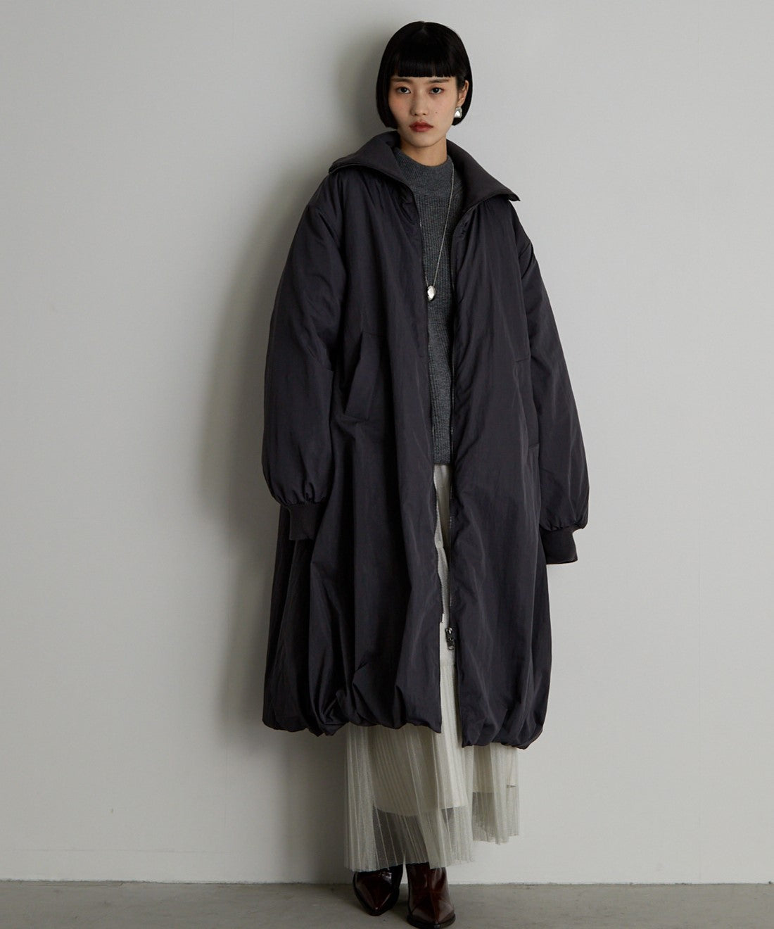 中綿バルーンリブコート