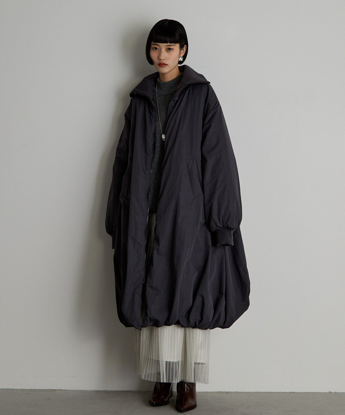 中綿バルーンリブコート