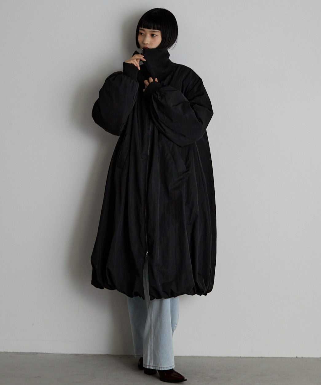 中綿バルーンリブコート