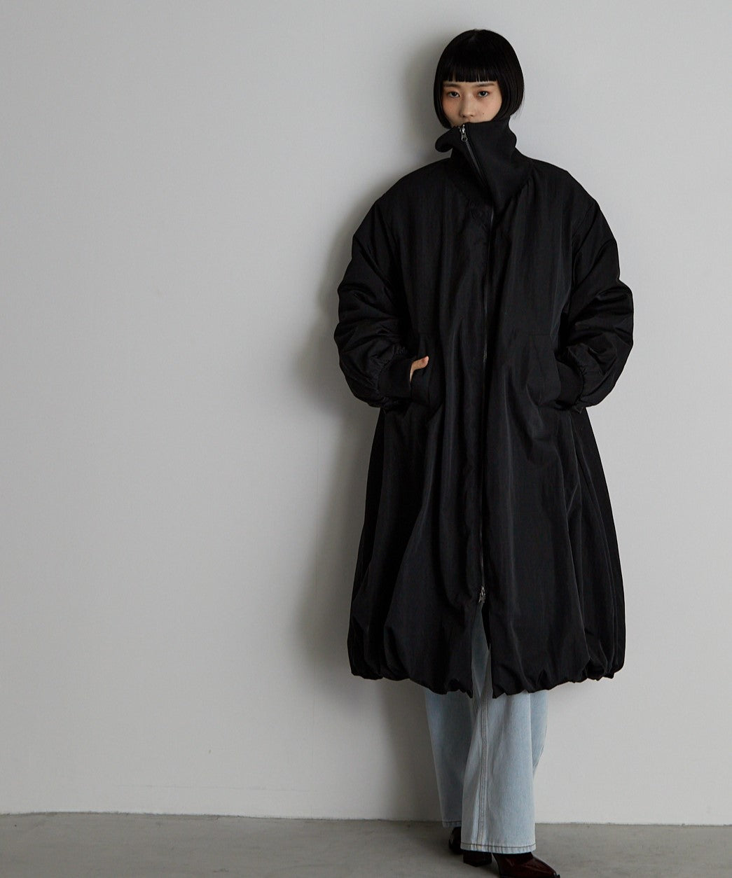 中綿バルーンリブコート