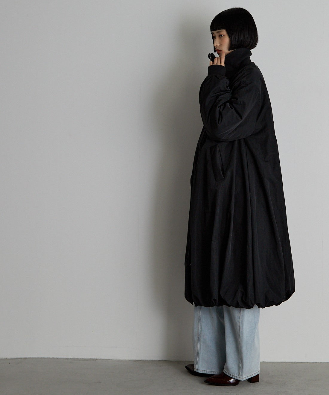 中綿バルーンリブコート