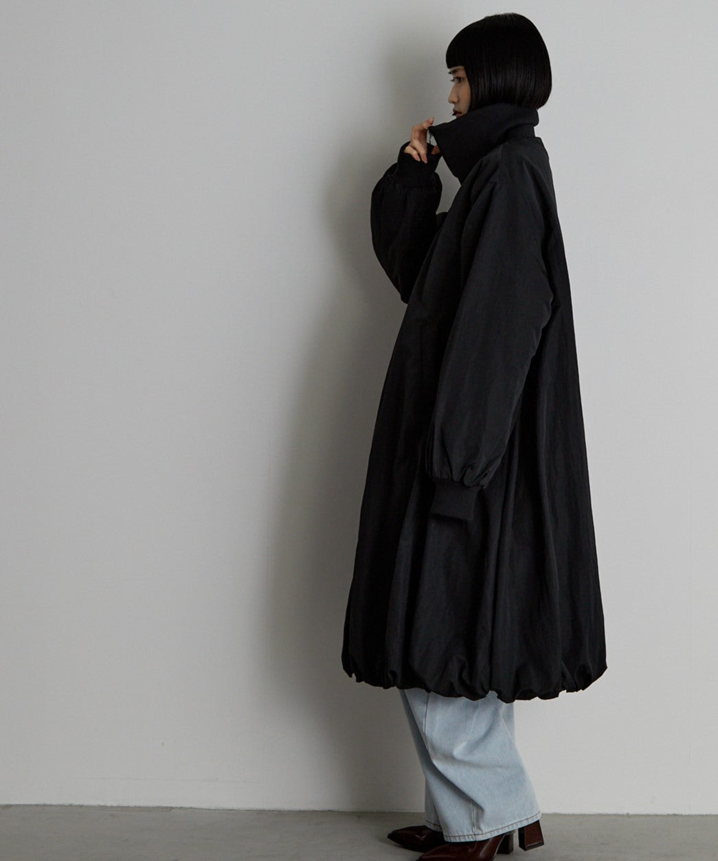 中綿バルーンリブコート