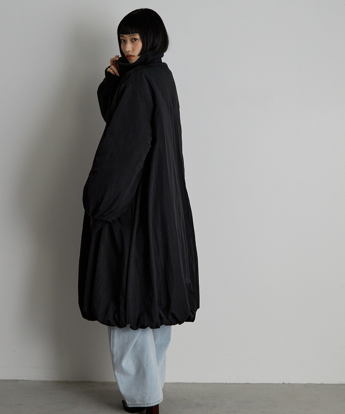 中綿バルーンリブコート
