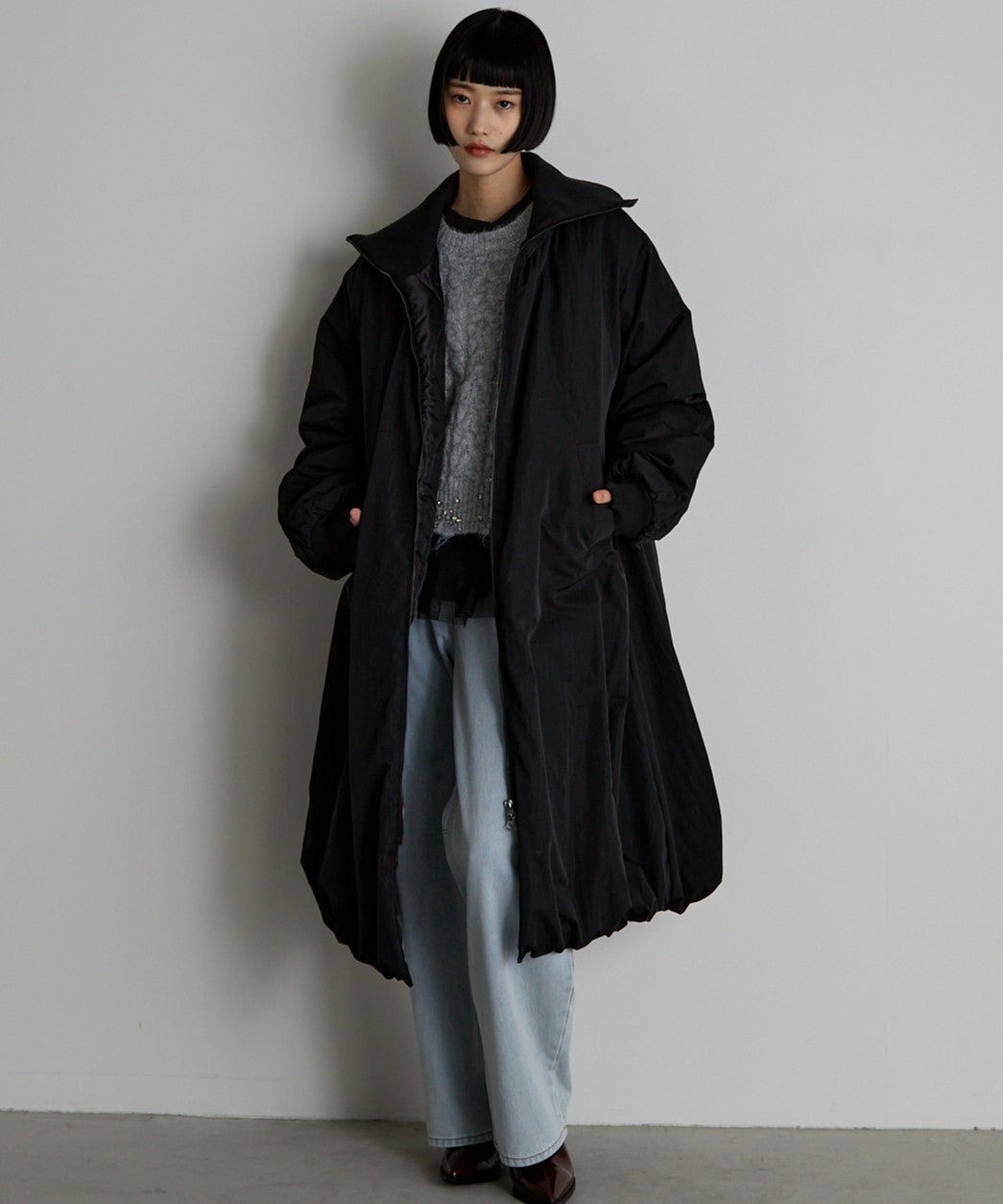 中綿バルーンリブコート