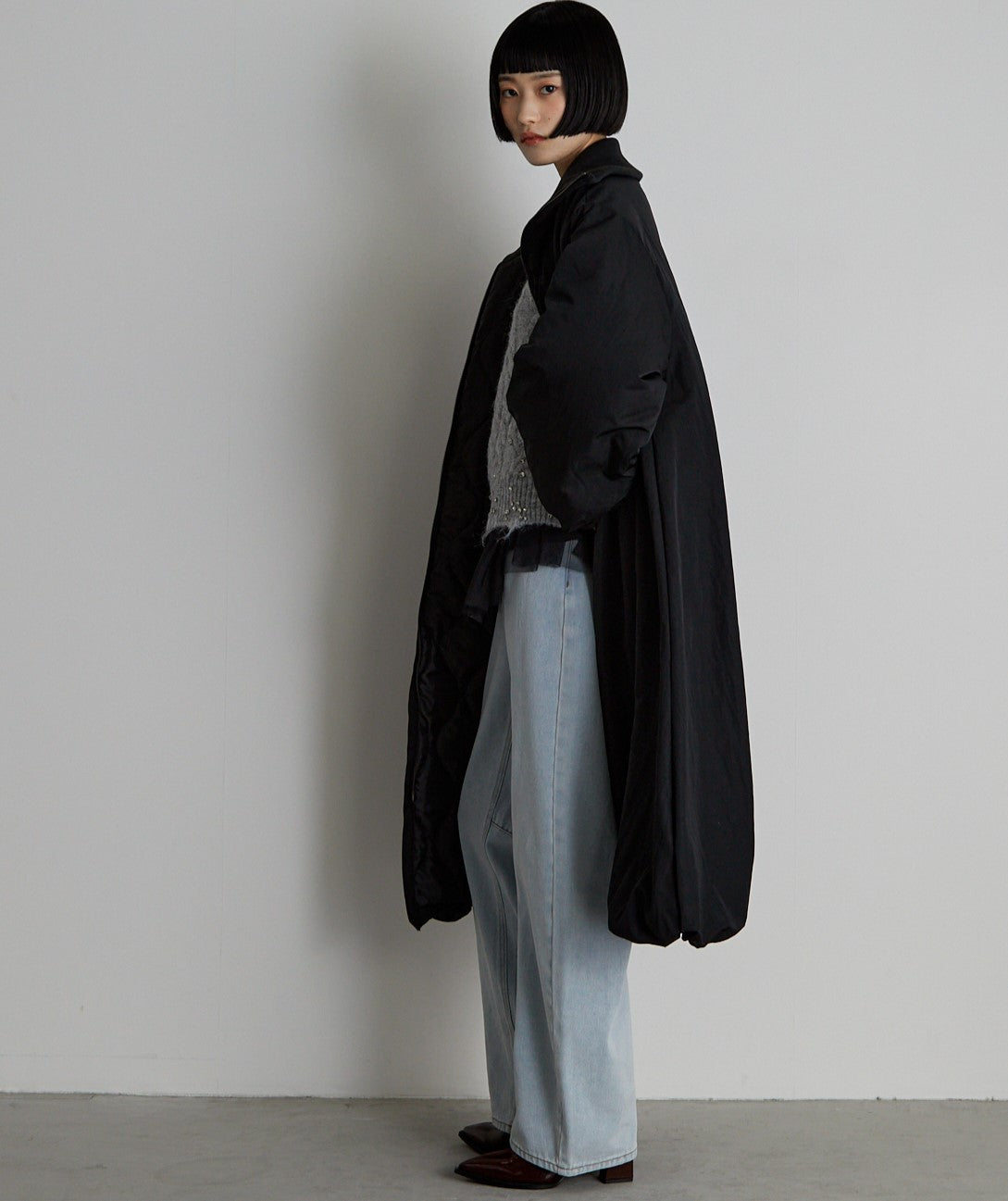 中綿バルーンリブコート