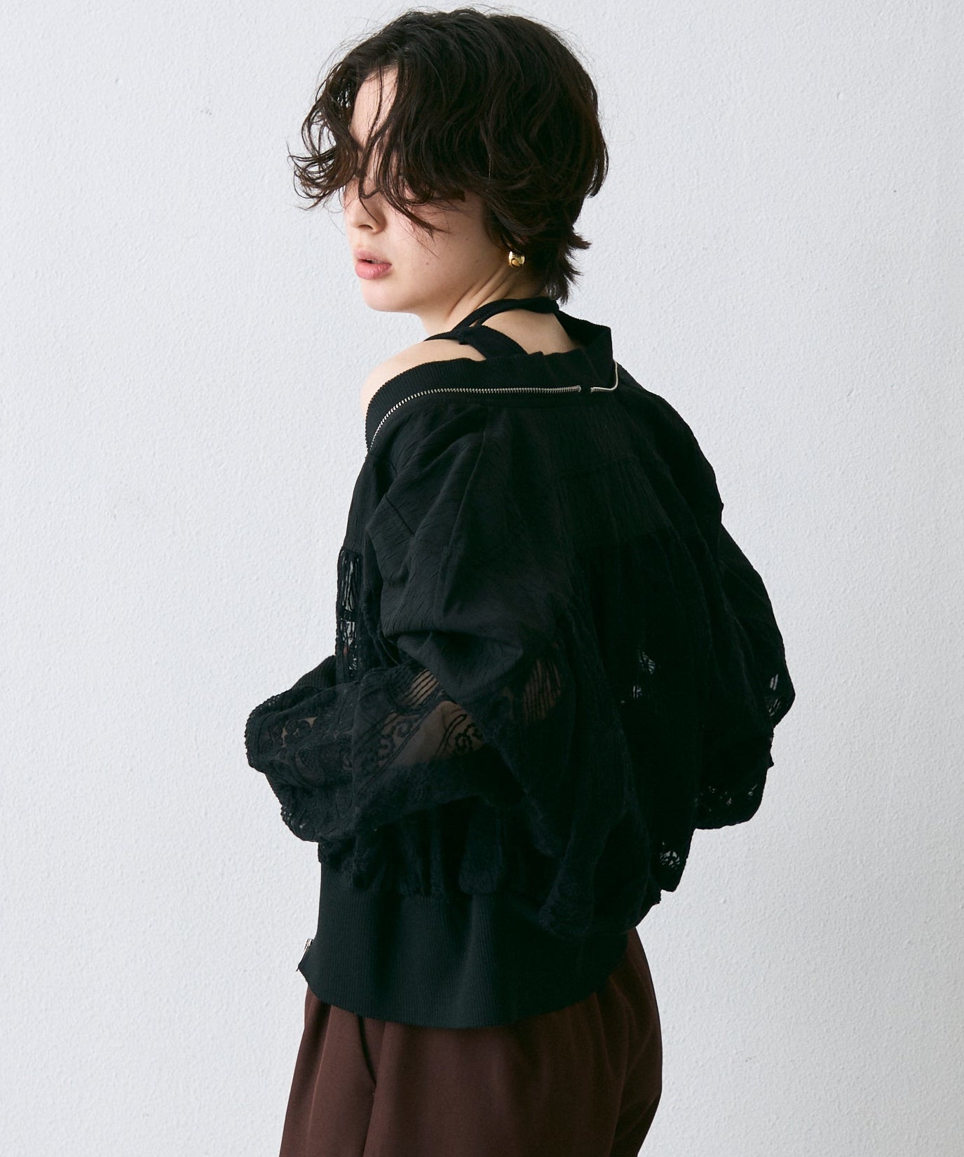 レースジッパー付きブルゾン