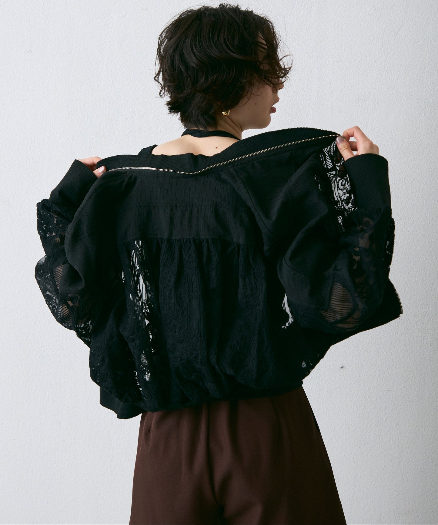 レースジッパー付きブルゾン