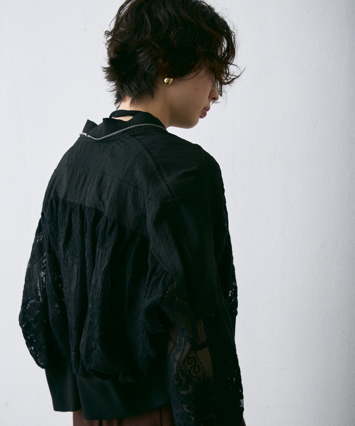 レースジッパー付きブルゾン
