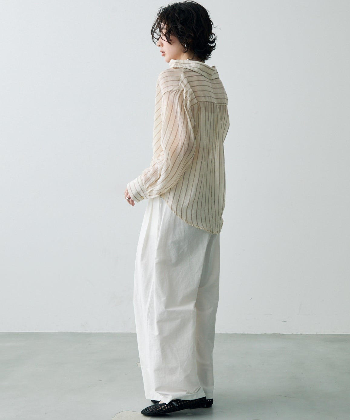 シアーストライプカシュクールシャツ