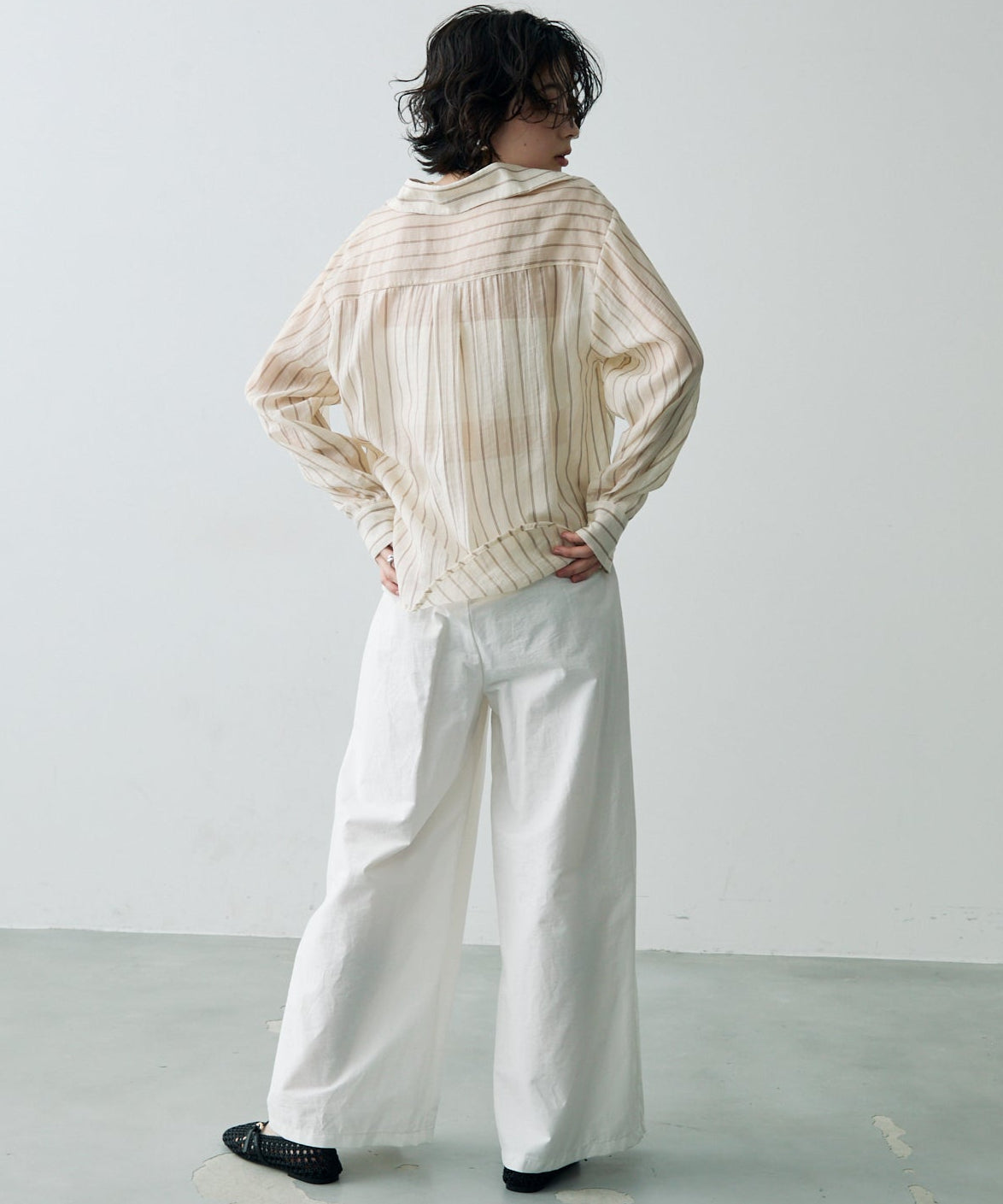 シアーストライプカシュクールシャツ
