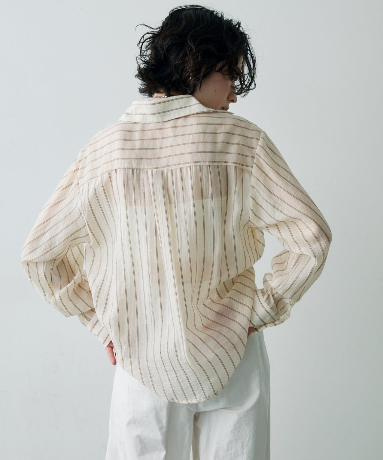 シアーストライプカシュクールシャツ