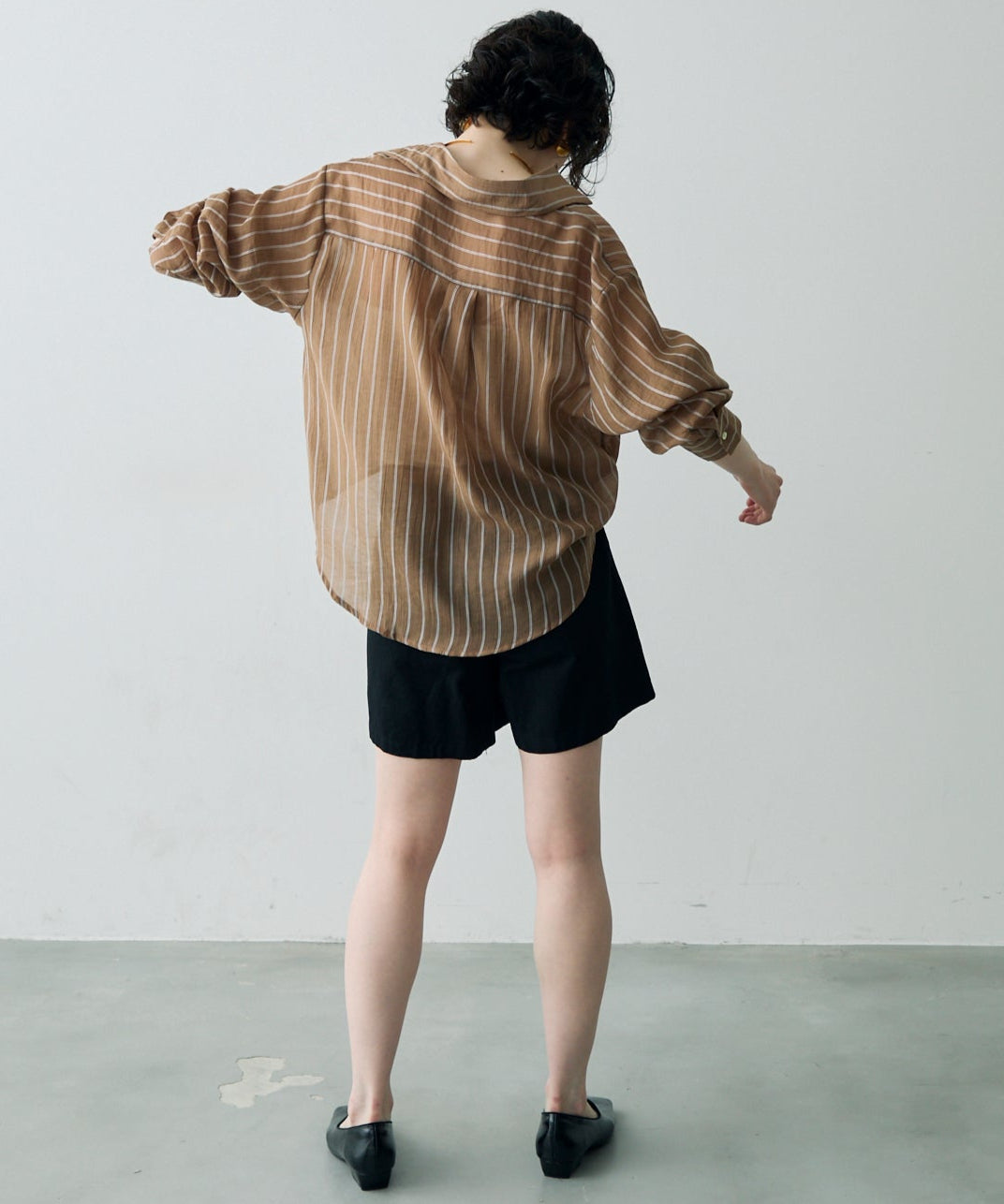 シアーストライプカシュクールシャツ