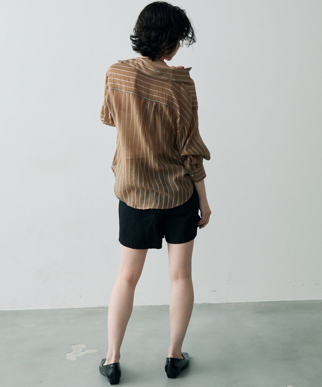 シアーストライプカシュクールシャツ