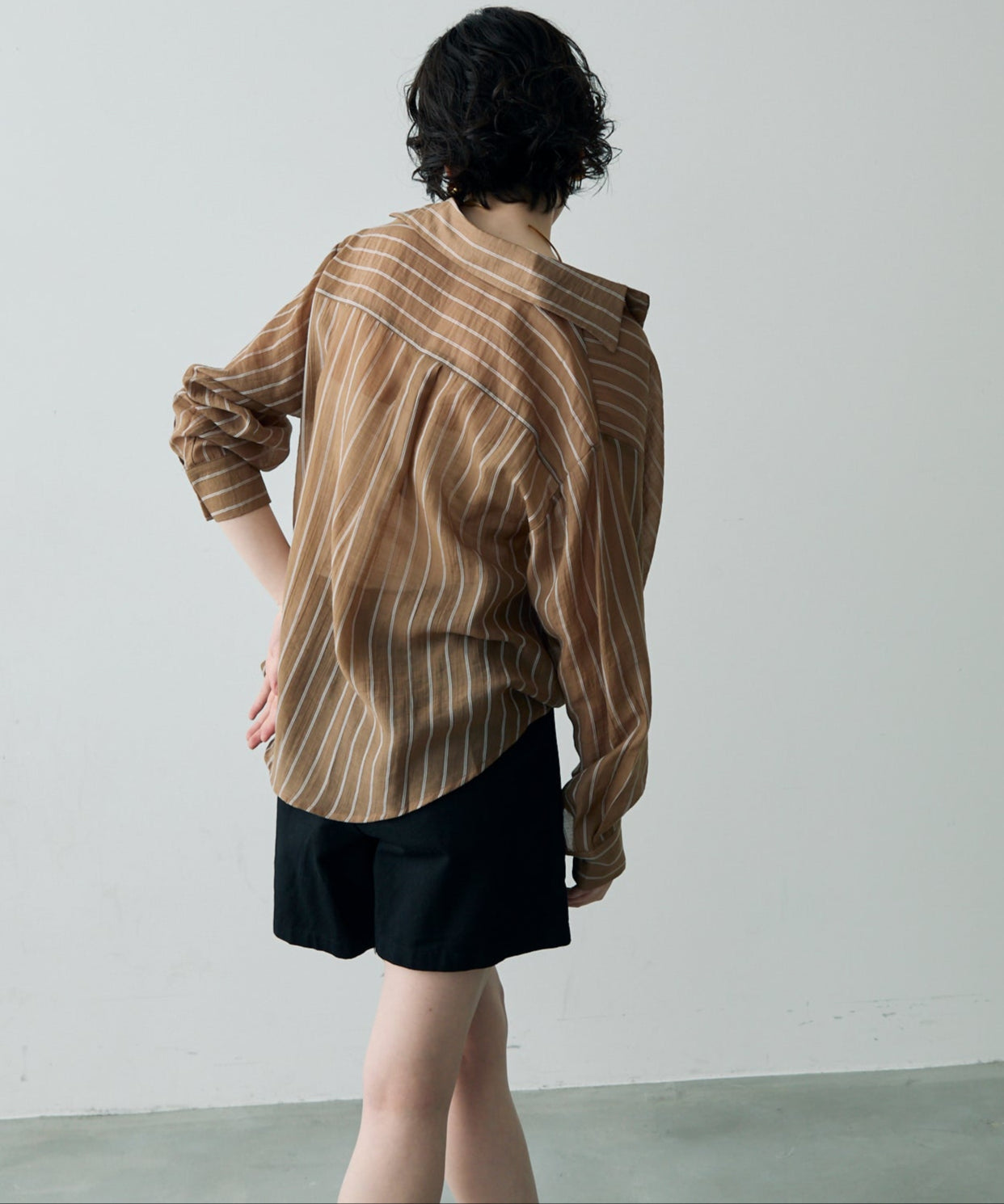 シアーストライプカシュクールシャツ