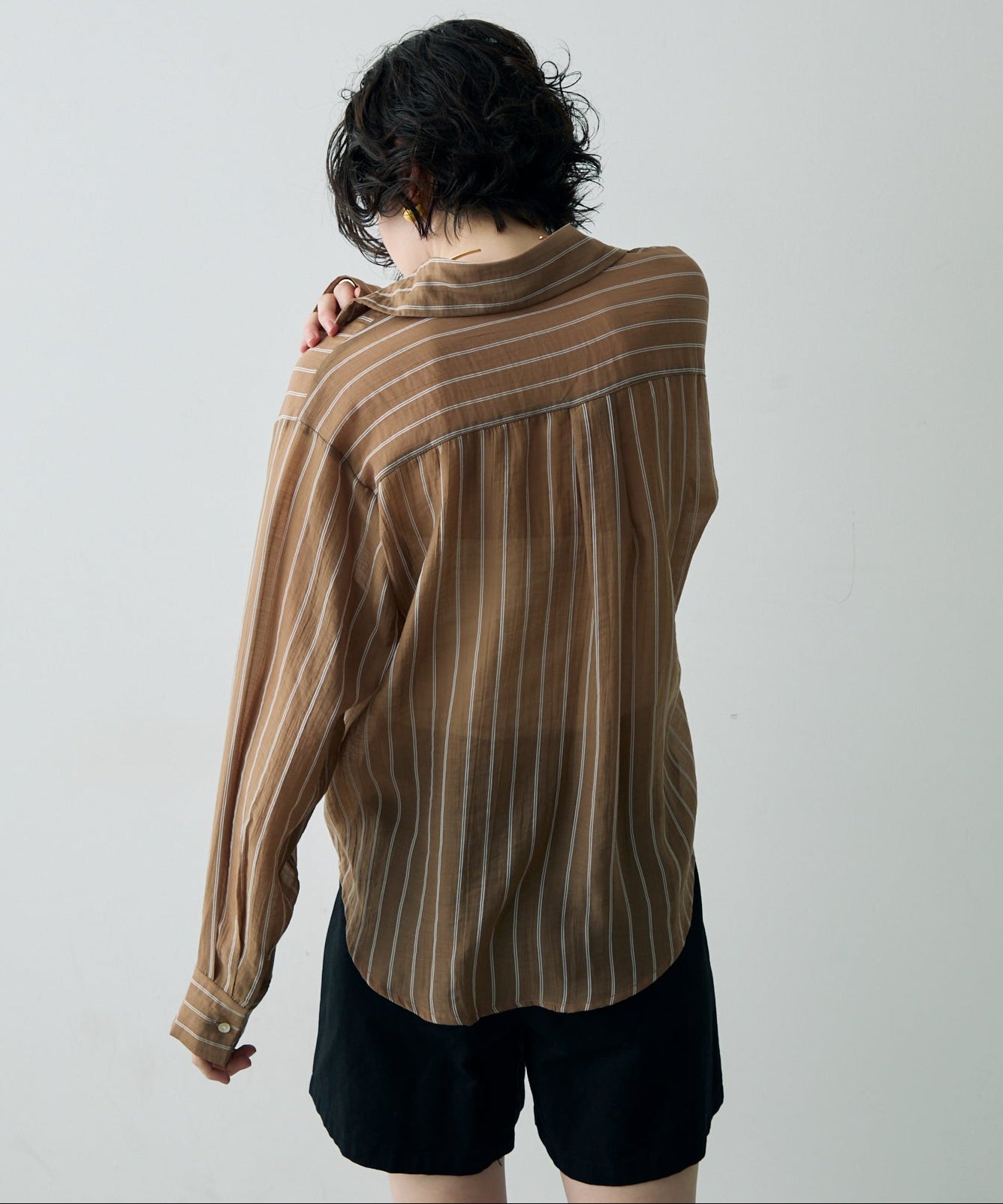 シアーストライプカシュクールシャツ