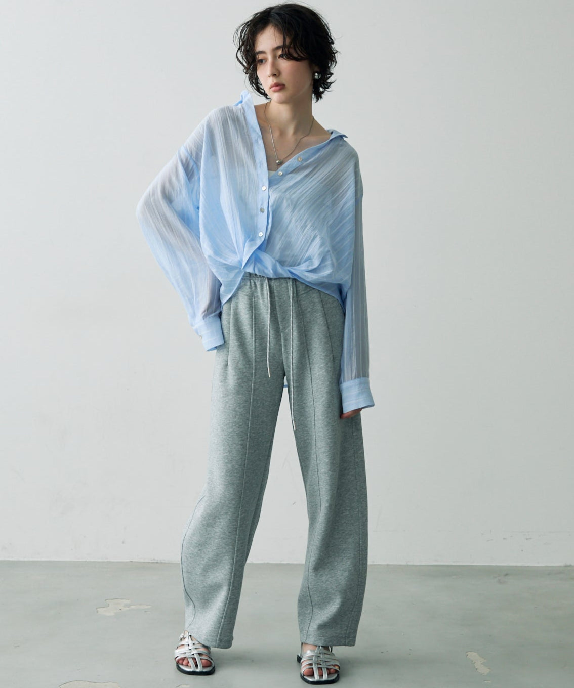 シアーストライプカシュクールシャツ