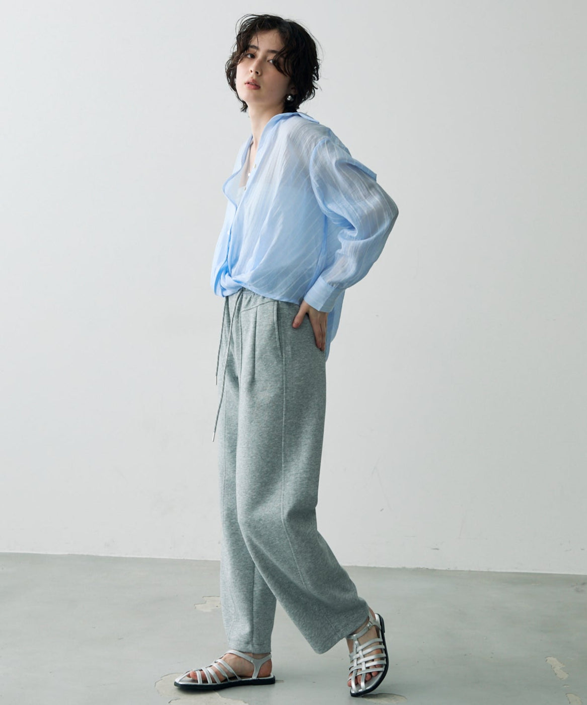 シアーストライプカシュクールシャツ