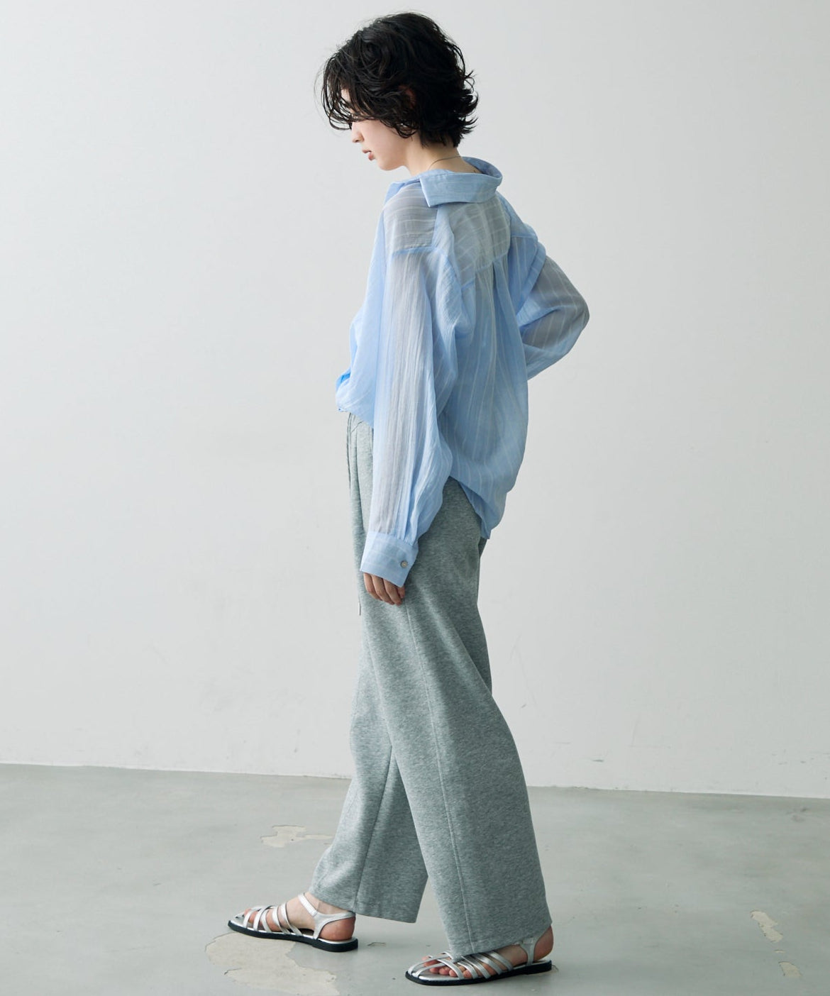 シアーストライプカシュクールシャツ