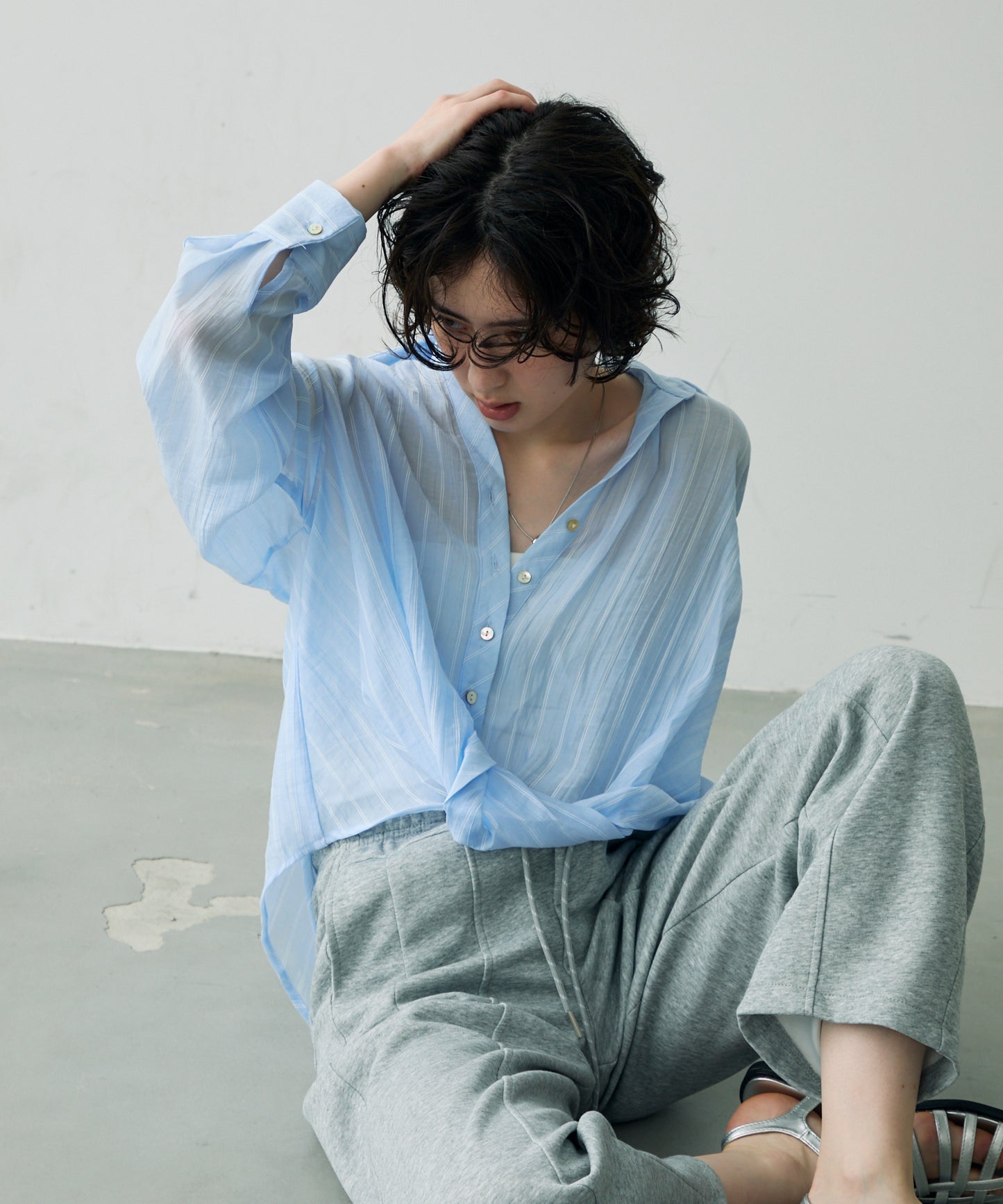 シアーストライプカシュクールシャツ
