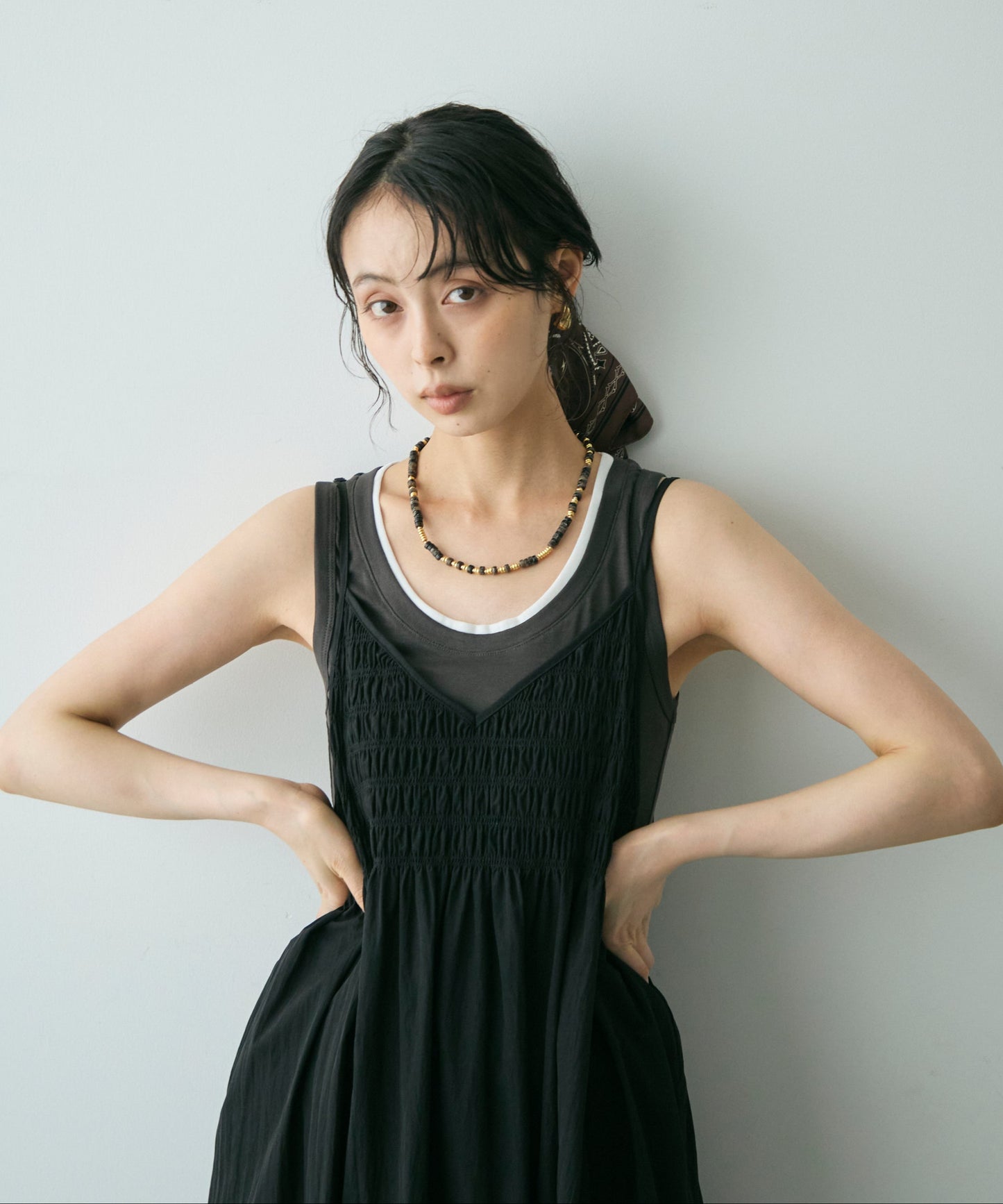 シャーリングキャミワンピース