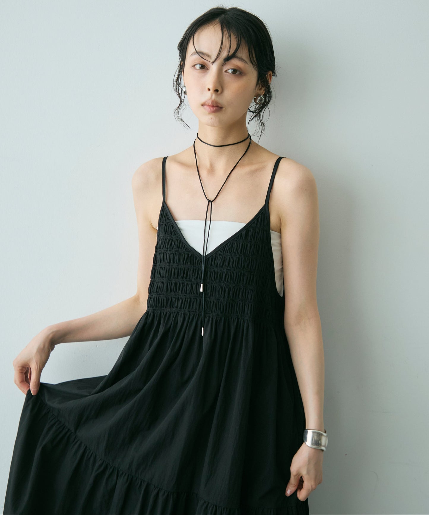 シャーリングキャミワンピース