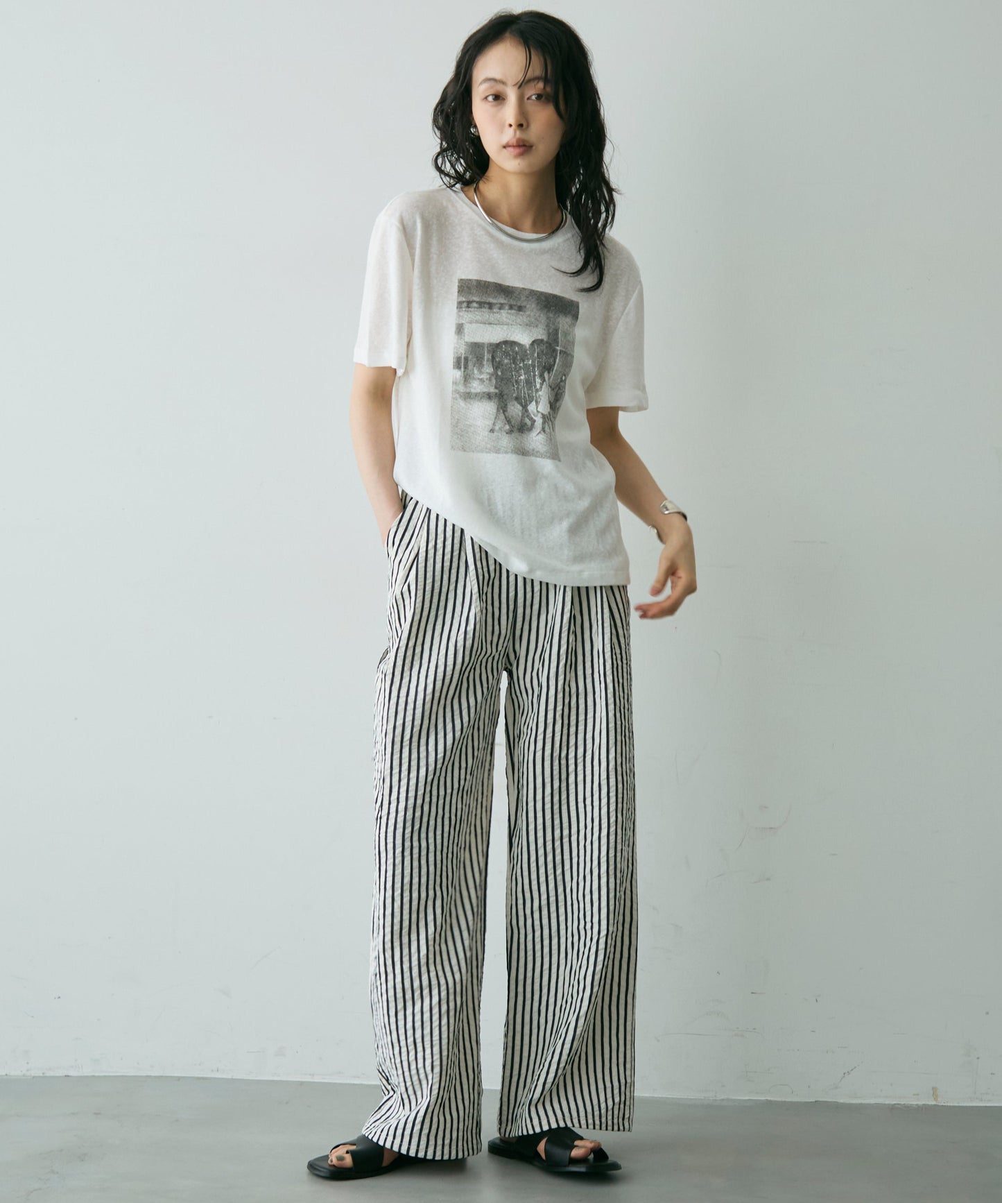 フォトプリントシアーTシャツ