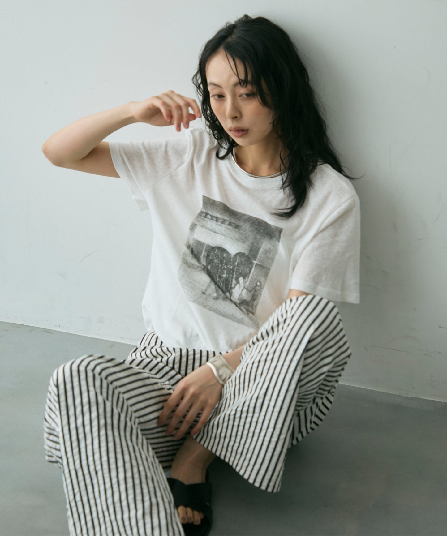 フォトプリントシアーTシャツ