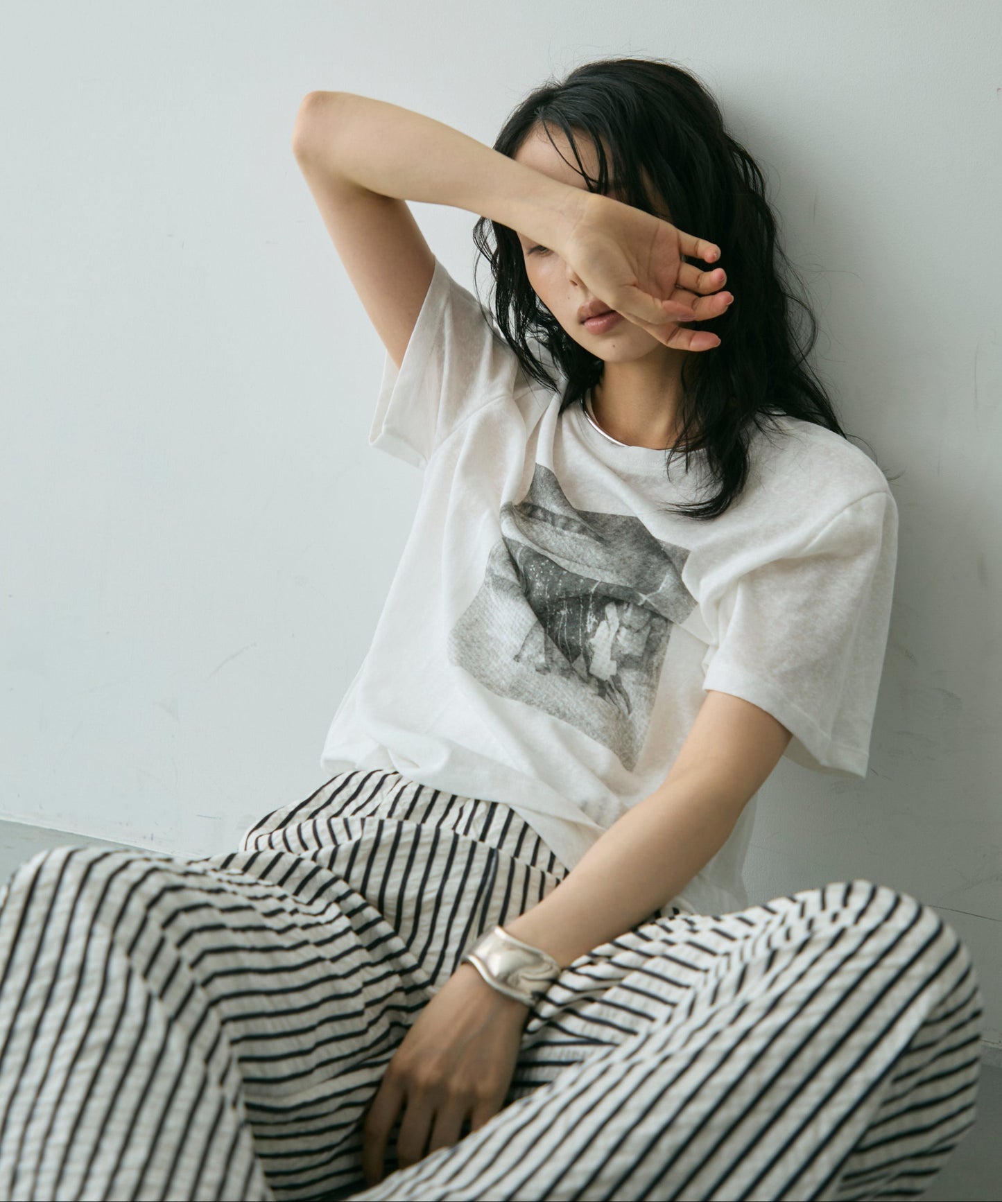 フォトプリントシアーTシャツ