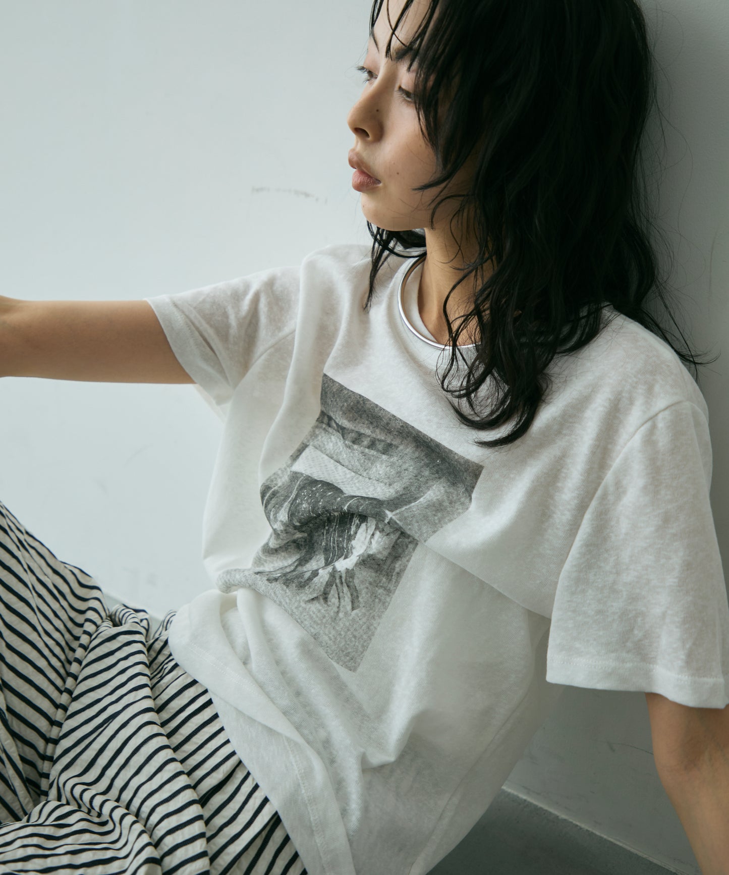 フォトプリントシアーTシャツ