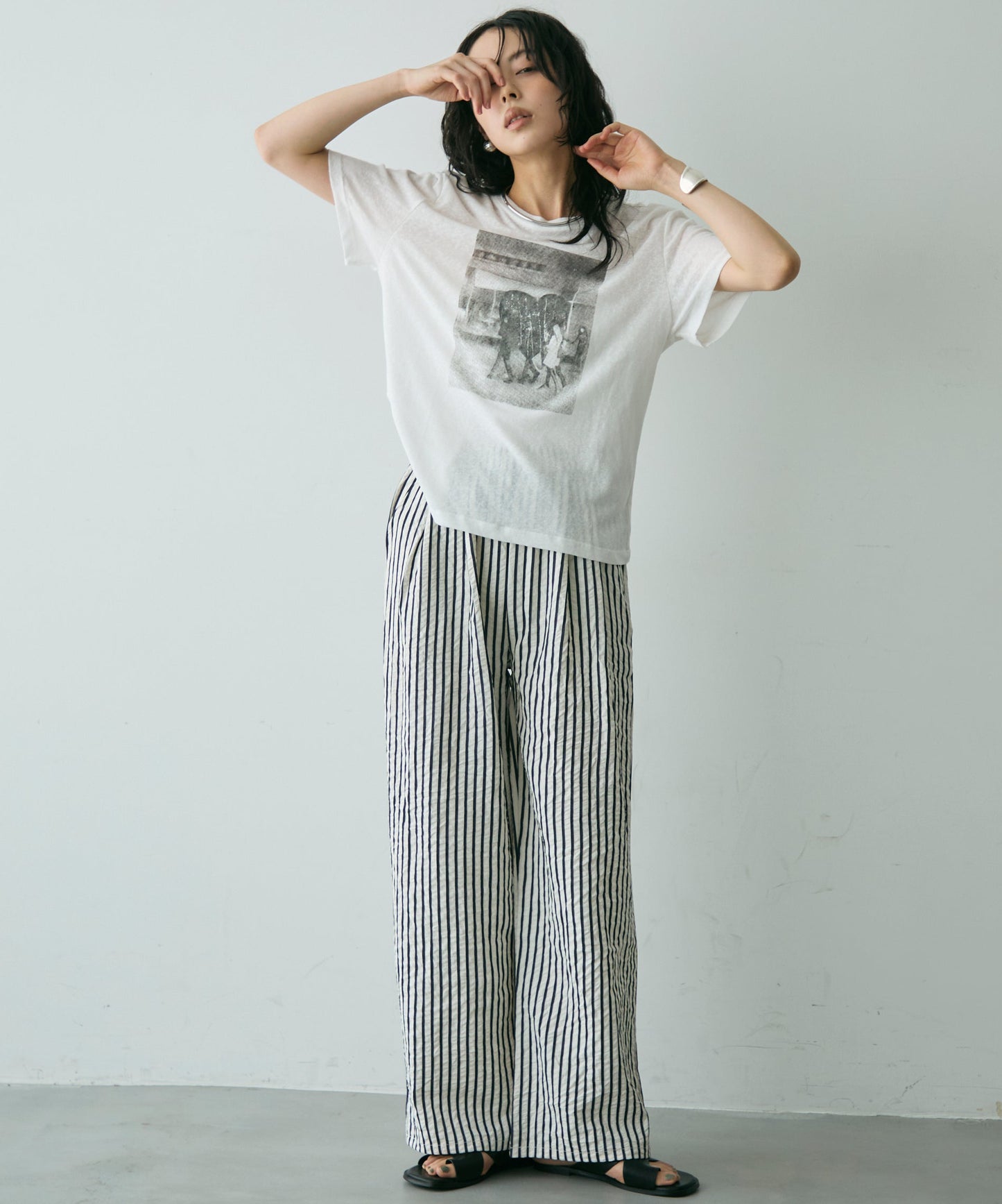 フォトプリントシアーTシャツ