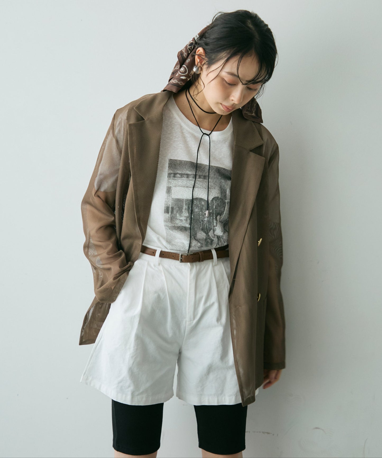 フォトプリントシアーTシャツ