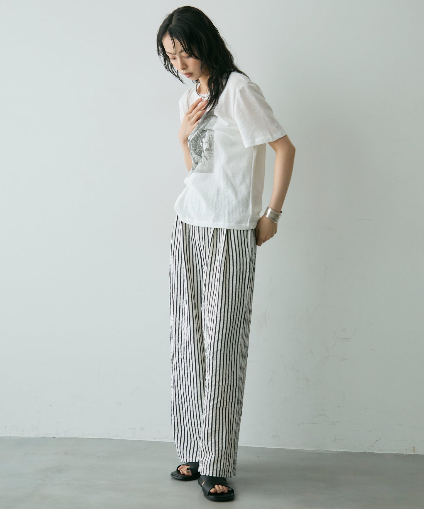 フォトプリントシアーTシャツ