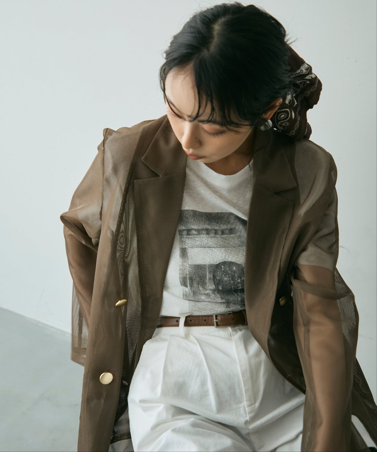 フォトプリントシアーTシャツ