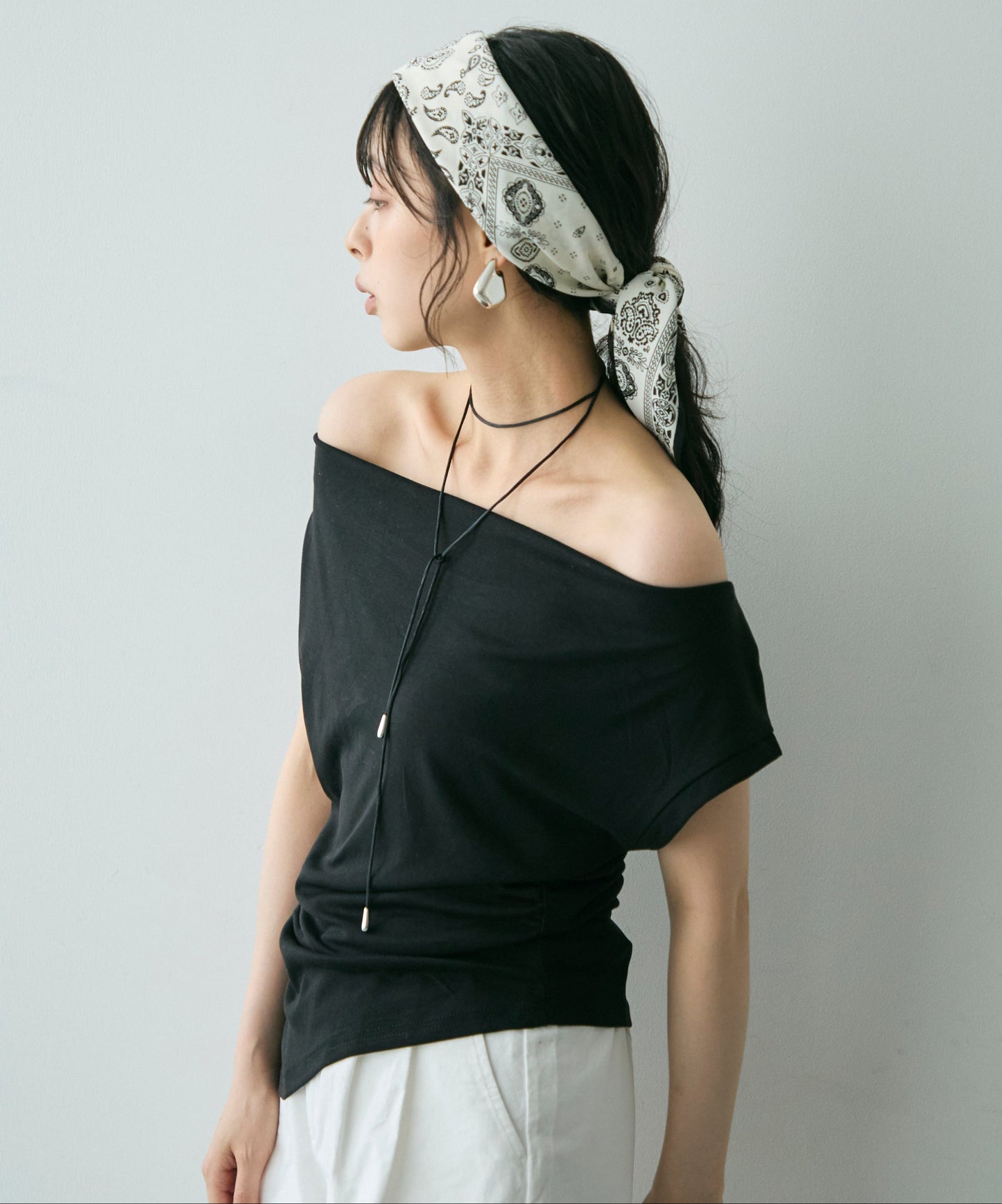 2WAYオフショルドレープカットソー
