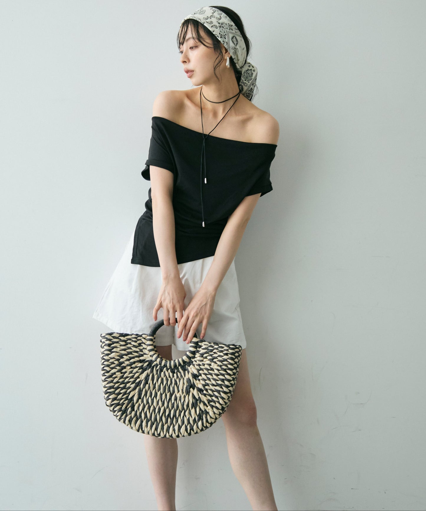 2WAYオフショルドレープカットソー
