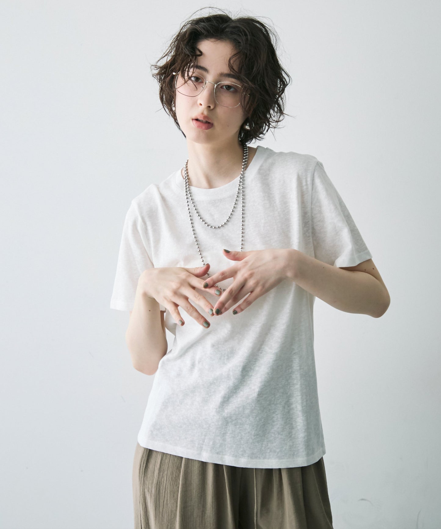 シアークルーネック半袖Tシャツ