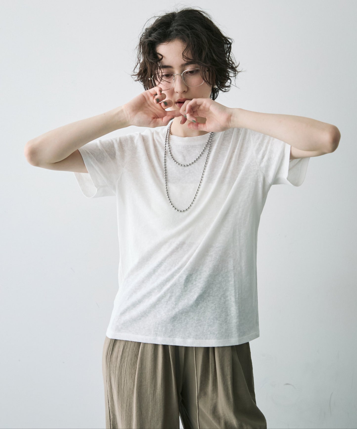 シアークルーネック半袖Tシャツ