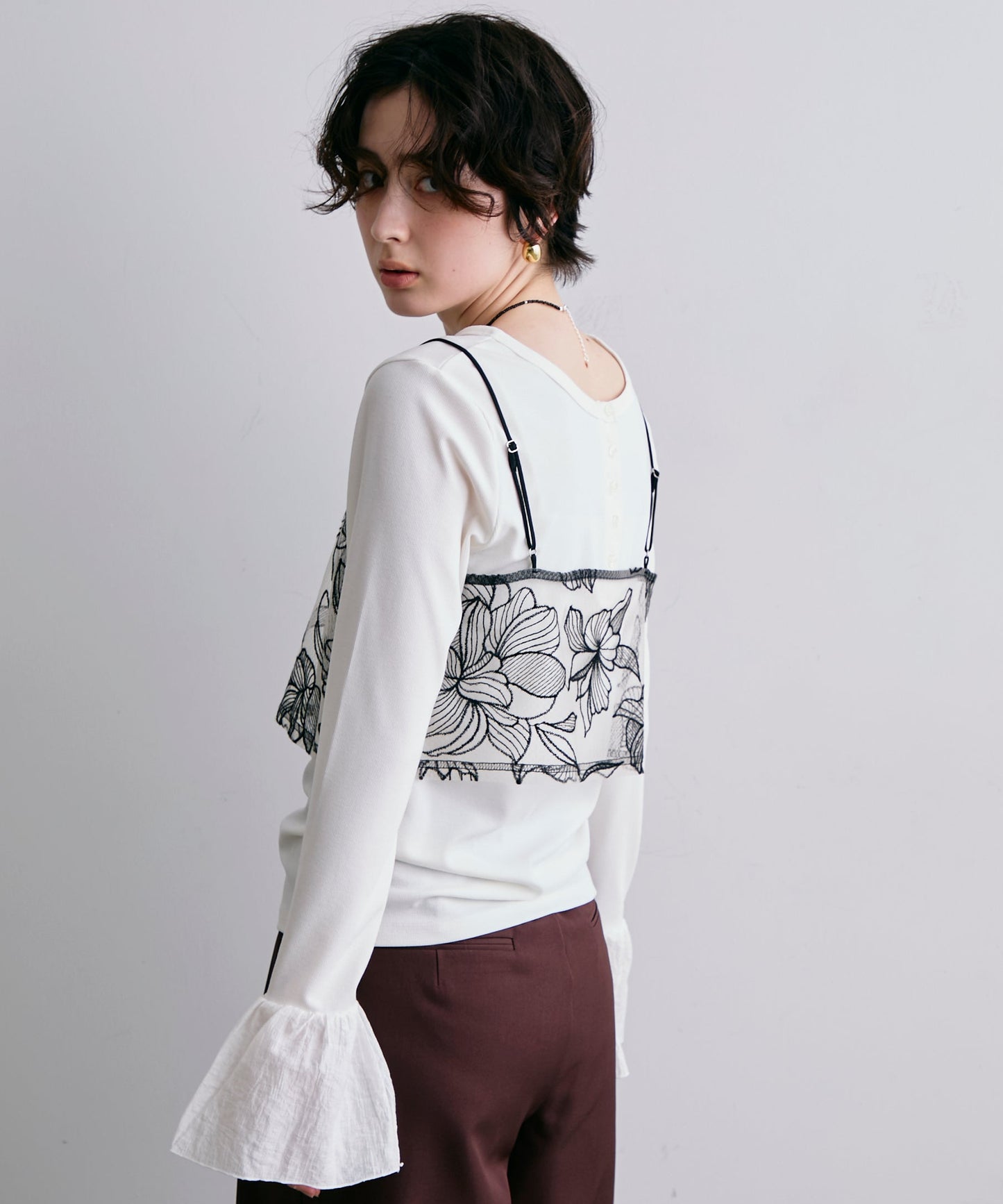 チュール花柄刺繍ビスチェ