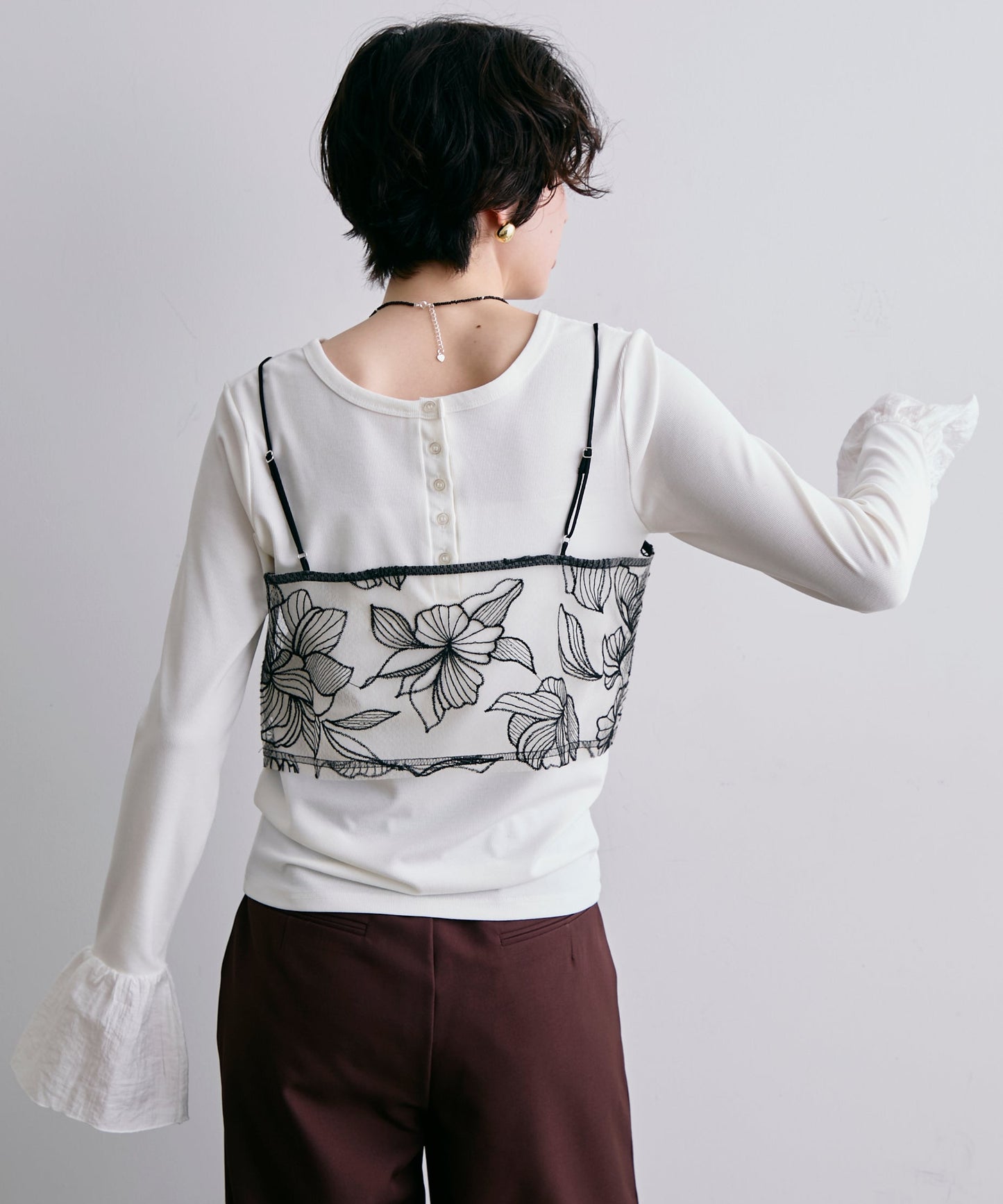 チュール花柄刺繍ビスチェ